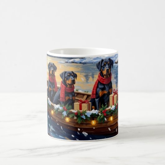 Rottweiler Kerstboot Vakantie Koffiemok (Center)