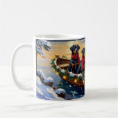 Rottweiler Kerstboot Vakantie Koffiemok (Links)