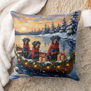 Rottweiler Kerstboot Vakantie Kussen