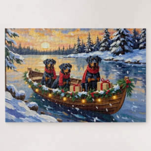 Rottweiler Kerstboot Vakantie Legpuzzel