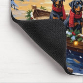 Rottweiler Kerstboot Vakantie Muismat (Hoek)