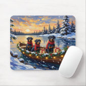 Rottweiler Kerstboot Vakantie Muismat (Met muis)