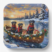 Rottweiler Kerstboot Vakantie Papieren Bordje (Voorkant)