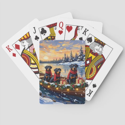 Rottweiler Kerstboot Vakantie Pokerkaarten (Achterkant)