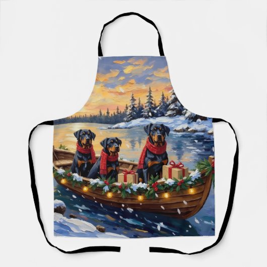 Rottweiler Kerstboot Vakantie Schort (Voorkant)