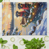 Rottweiler Kerstboot Vakantie Theedoek (Gevouwen)