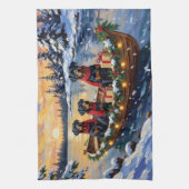 Rottweiler Kerstboot Vakantie Theedoek (Verticaal)