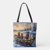 Rottweiler Kerstboot Vakantie Tote Bag (Achterkant)
