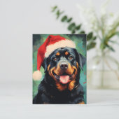 Rottweiler Kerstborstel schilderen kunstwerk Feestdagenkaart (Staand voorkant)