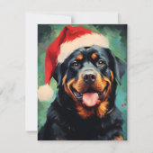 Rottweiler Kerstborstel schilderen kunstwerk Feestdagenkaart (Voorkant)