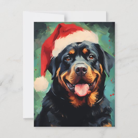 Rottweiler Kerstborstel schilderen kunstwerk Feestdagenkaart (Voorkant)