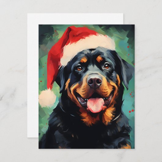 Rottweiler Kerstborstel schilderen kunstwerk Feestdagenkaart (Voorkant / Achterkant)