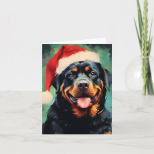 Rottweiler Kerstborstel schilderen kunstwerk Kaart