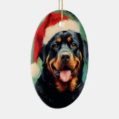Rottweiler Kerstborstel schilderen kunstwerk Keramisch Ornament (Rechts)