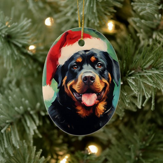 Rottweiler Kerstborstel schilderen kunstwerk Keramisch Ornament (Boom)
