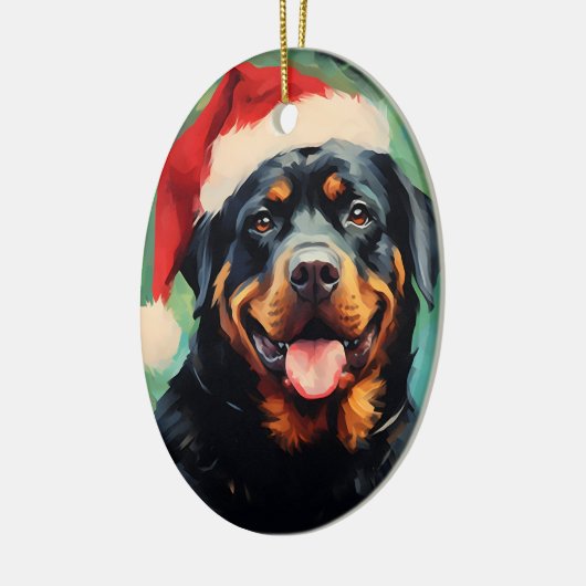 Rottweiler Kerstborstel schilderen kunstwerk Keramisch Ornament (Links)