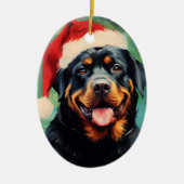 Rottweiler Kerstborstel schilderen kunstwerk Keramisch Ornament (Voorkant)