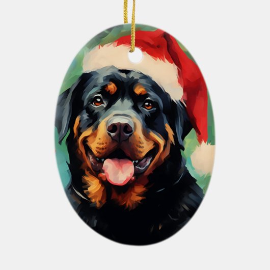 Rottweiler Kerstborstel schilderen kunstwerk Keramisch Ornament (Achterkant)