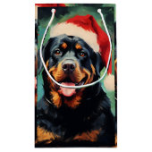 Rottweiler Kerstborstel schilderen kunstwerk Klein Cadeauzakje (Achterkant)