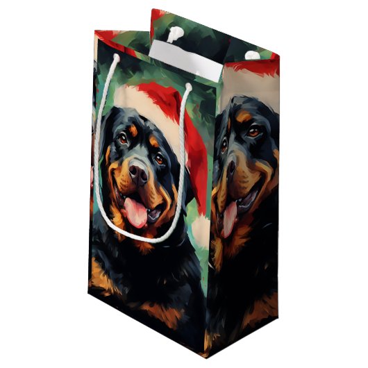 Rottweiler Kerstborstel schilderen kunstwerk Klein Cadeauzakje (Achterkant Gekanteld)