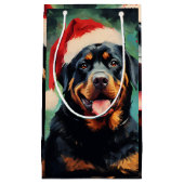 Rottweiler Kerstborstel schilderen kunstwerk Klein Cadeauzakje (Voorkant)