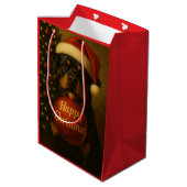 Rottweiler Kerstcadeautas Medium Cadeauzakje (Achterkant Gekanteld)