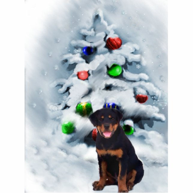 Rottweiler-kerstcadeautjes Fotobeeldje Ornament (Voorkant)