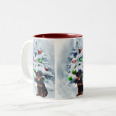 Rottweiler-kerstcadeautjes Tweekleurige Koffiemok (Voorkant links)