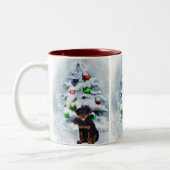 Rottweiler-kerstcadeautjes Tweekleurige Koffiemok (Links)