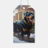 Rottweiler Kerstfeest Seizoen Cadeaulabel (Achterkant)