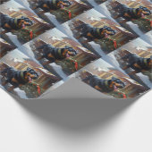 Rottweiler Kerstfeest Seizoen Cadeaupapier (Hoek)