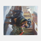 Rottweiler Kerstfeest Seizoen Fleece Deken (Voorkant (Horizontaal))