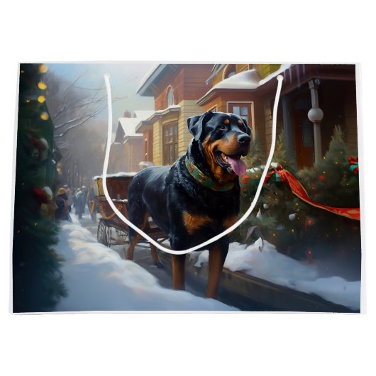 Rottweiler Kerstfeest Seizoen Groot Cadeauzakje (Voorkant)