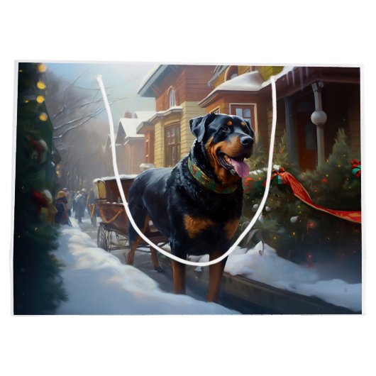 Rottweiler Kerstfeest Seizoen Groot Cadeauzakje (Achterkant)