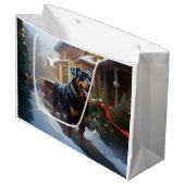 Rottweiler Kerstfeest Seizoen Groot Cadeauzakje (Voorkant Gekanteld)