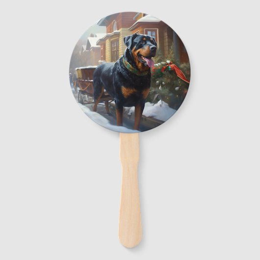 Rottweiler Kerstfeest Seizoen Handwaaier (Voorkant)