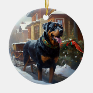 Rottweiler Kerstfeest Seizoen Keramisch Ornament