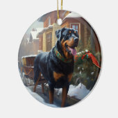 Rottweiler Kerstfeest Seizoen Keramisch Ornament (Links)