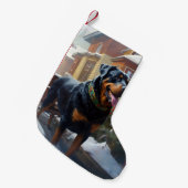 Rottweiler Kerstfeest Seizoen Kleine Kerstsok (Voorkant (Hangend))