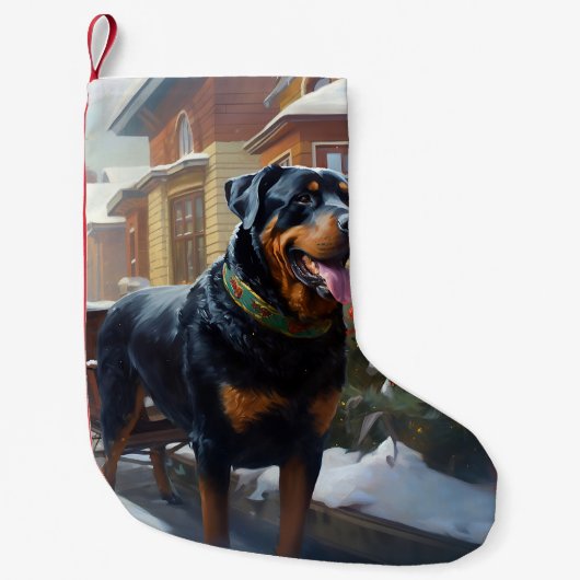 Rottweiler Kerstfeest Seizoen Kleine Kerstsok (Voorkant)
