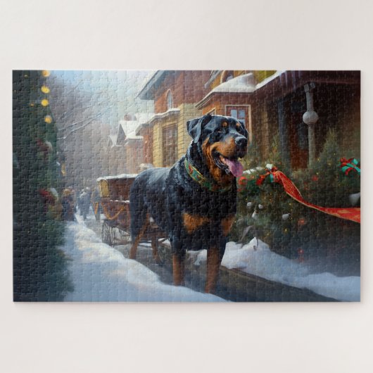 Rottweiler Kerstfeest Seizoen Legpuzzel (Horizontaal)