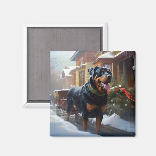 Rottweiler Kerstfeest Seizoen Magneet (Voorkant / Achterkant)