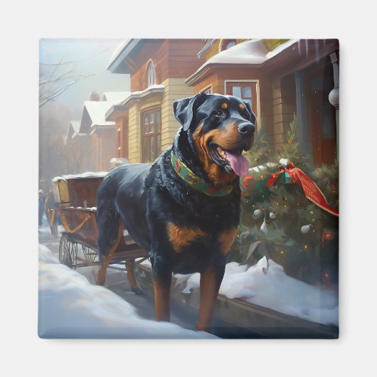 Rottweiler Kerstfeest Seizoen Magneet (Voorkant)