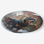 Rottweiler Kerstfeest Seizoen Papieren Bordje (Gekanteld)
