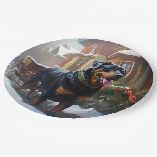 Rottweiler Kerstfeest Seizoen Papieren Bordje (Gekanteld)