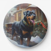 Rottweiler Kerstfeest Seizoen Papieren Bordje (Voorkant)