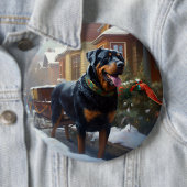Rottweiler Kerstfeest Seizoen Ronde Button 6,0 Cm (In situ)