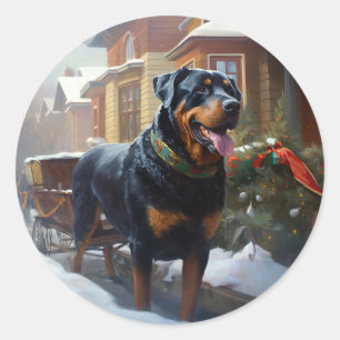 Rottweiler Kerstfeest Seizoen Ronde Sticker