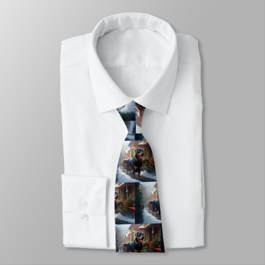 Rottweiler Kerstfeest Seizoen Stropdas (Gebonden)