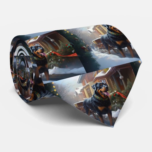 Rottweiler Kerstfeest Seizoen Stropdas (Opgerold)